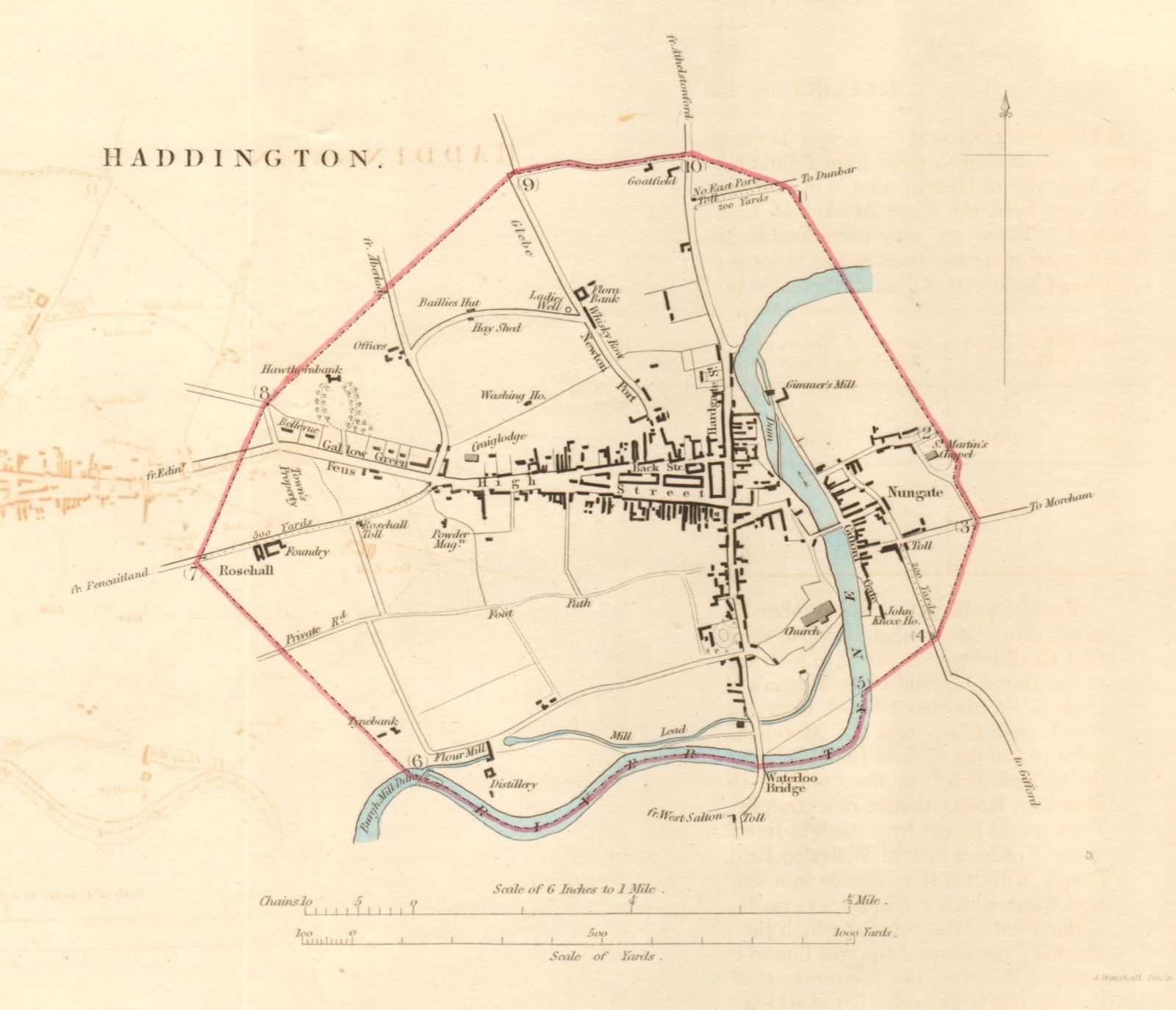 HADDINGTON borough/town plan for the REFORM ACT. Nungate. Scotland 1832 map